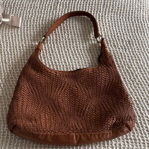 Brown Woven Leather shoulder bag
